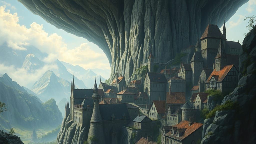 Floating Medieval Fantasy City Under Heaven's Plume