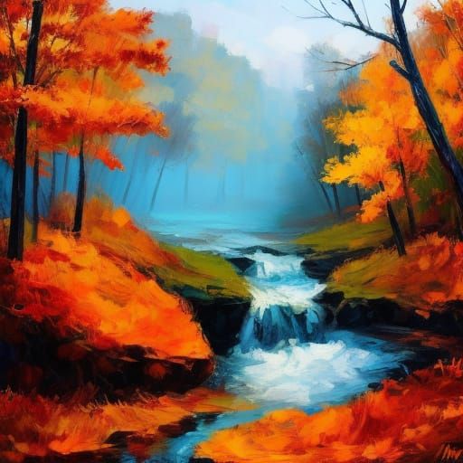 Autumn, fox, Guweiz <lora:Oil Paint:1.0>