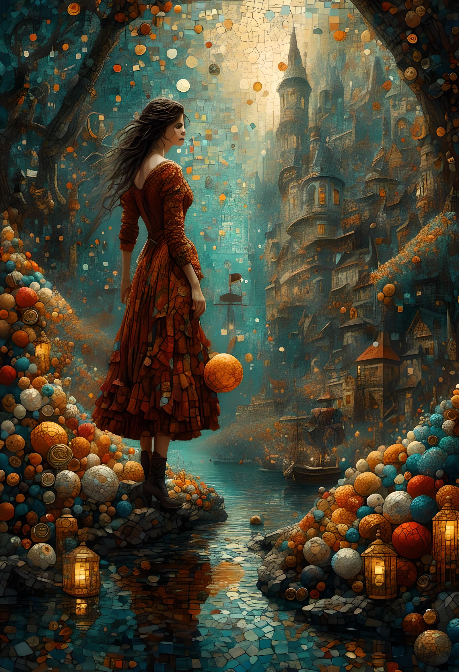 A stunningly beautiful, extremely cinematic, breathtaking, stunningly illustrated, mosaic digital art image <lora:MOSAIC...