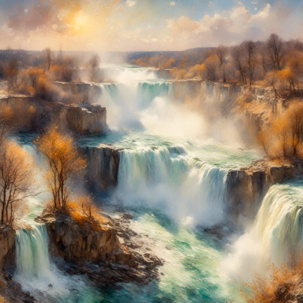 Niagara Falls in Impressionist Style