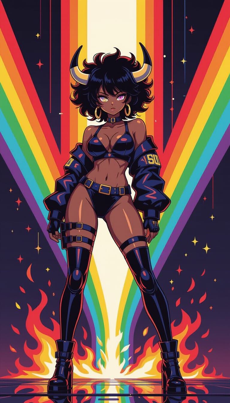 Afrobull Anime Character with Glitch Effects