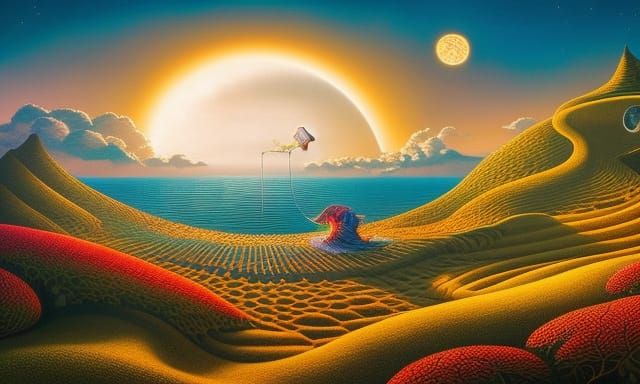 Surreal Sun and Moon Bed in Fairytale Style