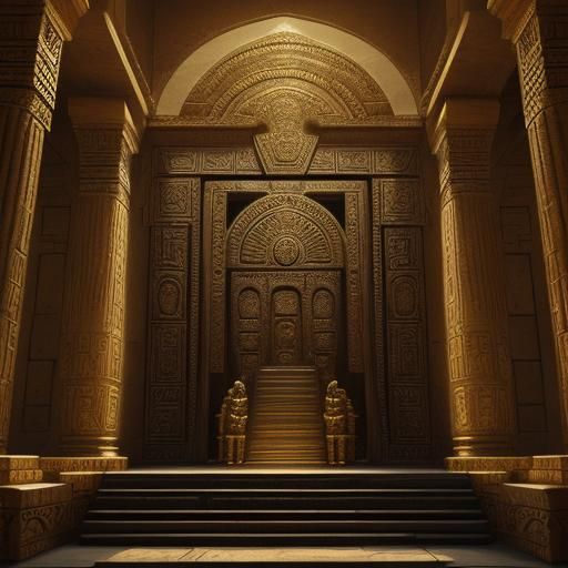 Anunnaki in Ornate Temple, Assyrian Style
