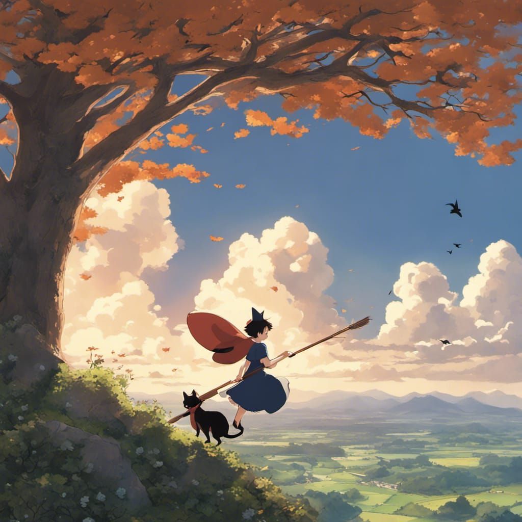 Kiki's Delivery Service: Witch and Cat on Broom