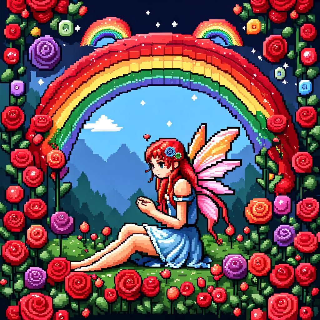 Whimsical Fairy in Vibrant Pixel Art