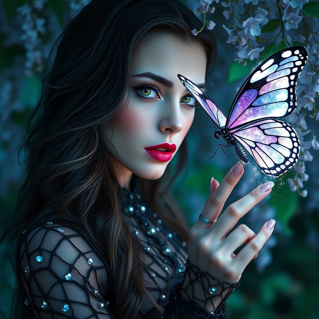 Vampire Goddess in Enchanted Garden