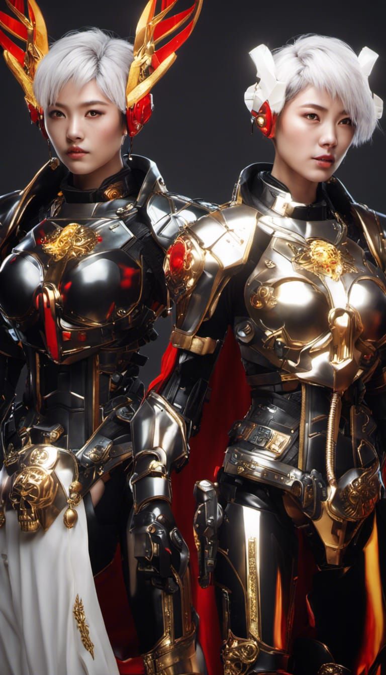 Korean Idol in Cyberpunk Power Armor, 3D Render