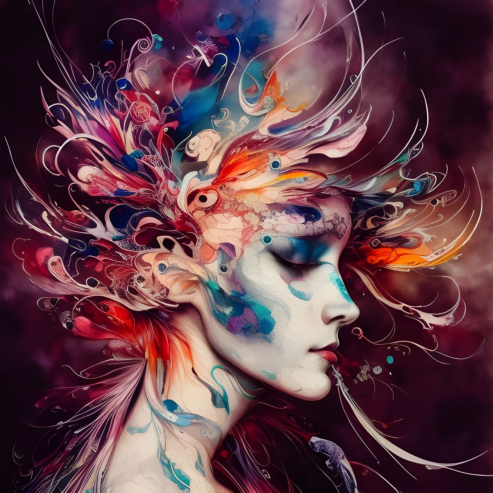 Mind-Blowing Portrait in Colorful Ink Flow