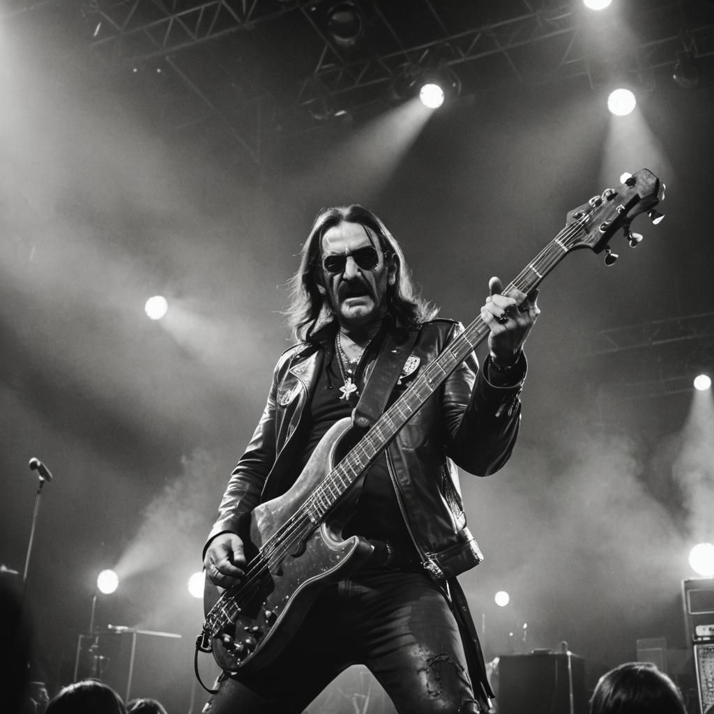 Lemmy Kilmister Performs in Heavy Metal Concert Photo