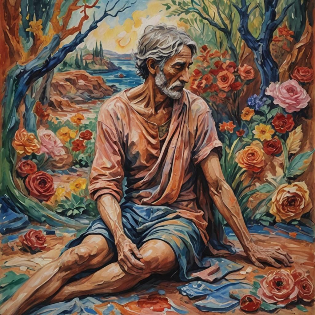 Poignant Farewell in Gouache Impressionist Style