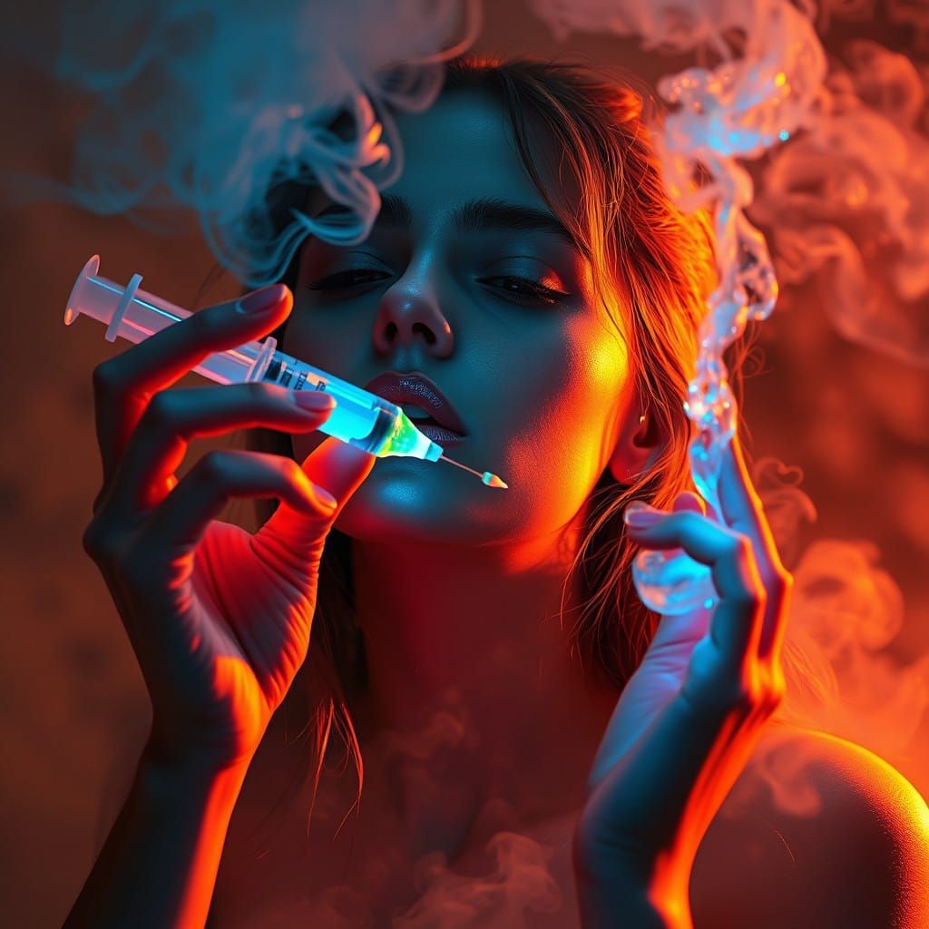 Ethereal Glow: Goddess of Electric Blue Euphoria