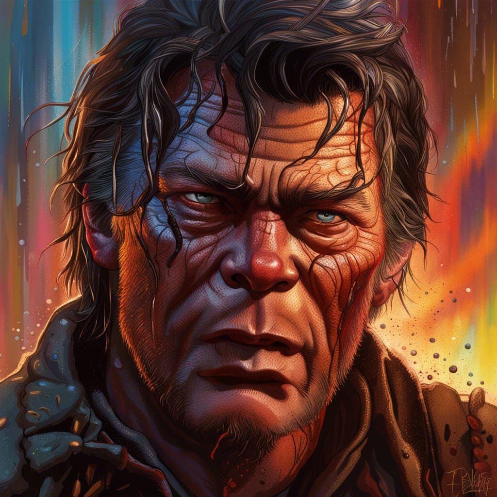 Hyperrealistic Roland Deschain Portrait in Splash Art Style