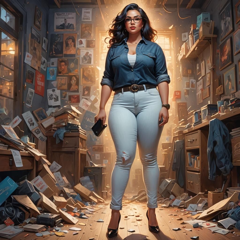 Curvy Woman Portrait in Comic Book Style