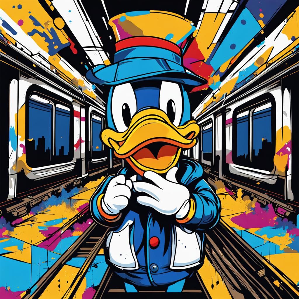 Donald Duck Graffiti Art in Pop Style