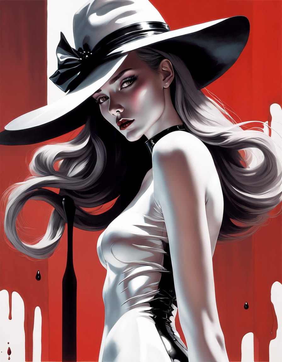 Sleek Sorayama-Inspired Goddess Dissolves into Vibrant Red