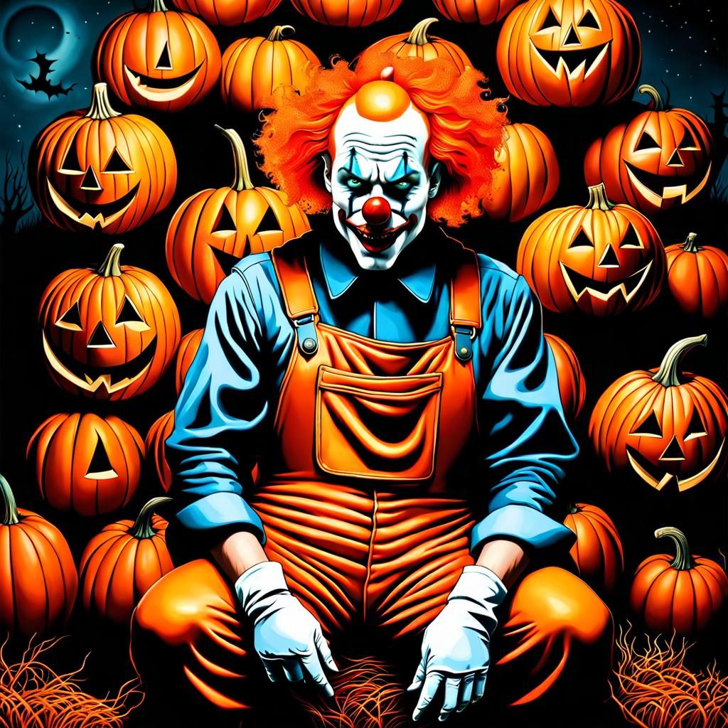 Sad Lich Clown in a Jack-o'-Lantern, Detailed