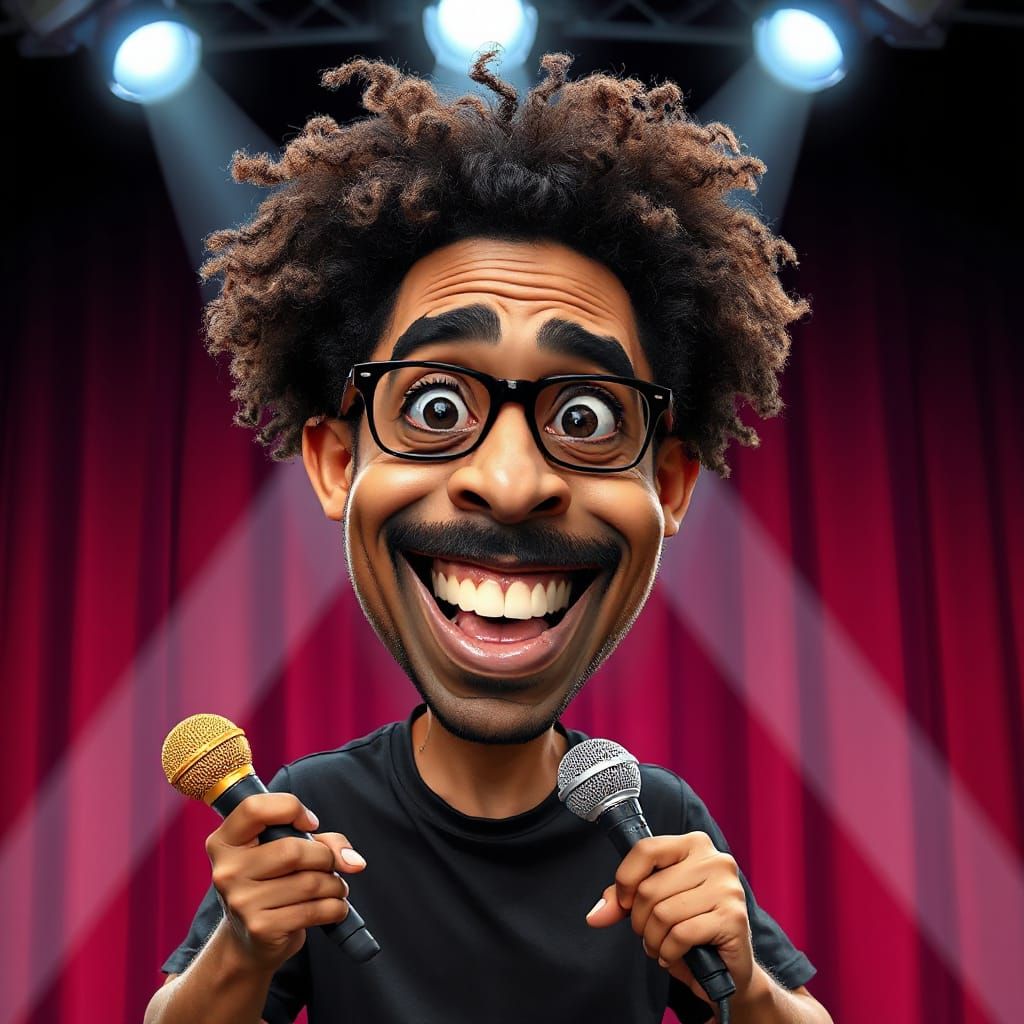 Dave Chappelle Caricature on Comedy Stage