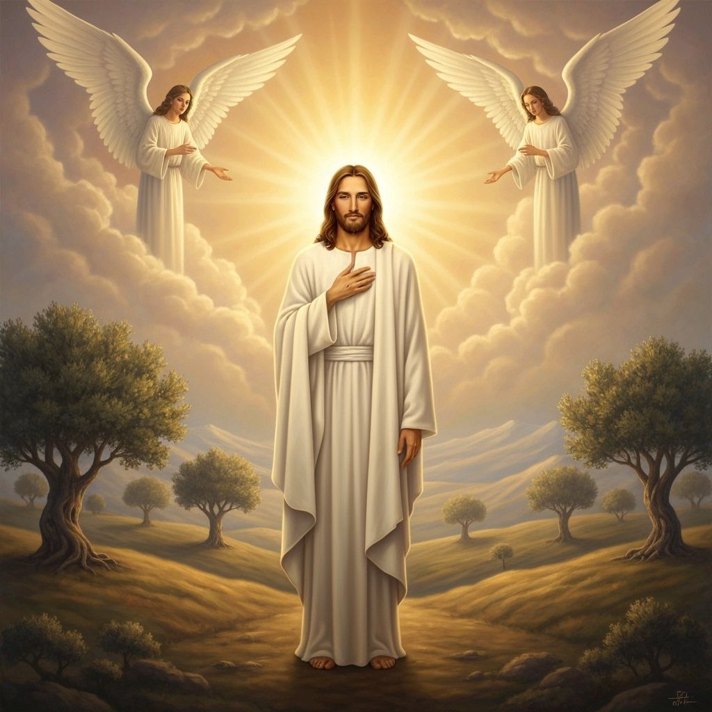 Lord Jesus in Heavenly Landscape, Romanticism Style