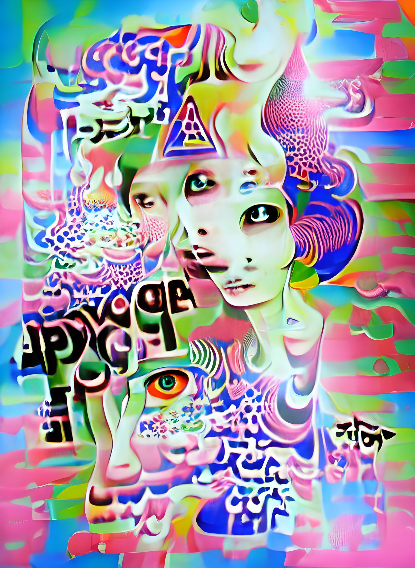 Psychedelic Pop Art Poster in Digital Aesthetic
