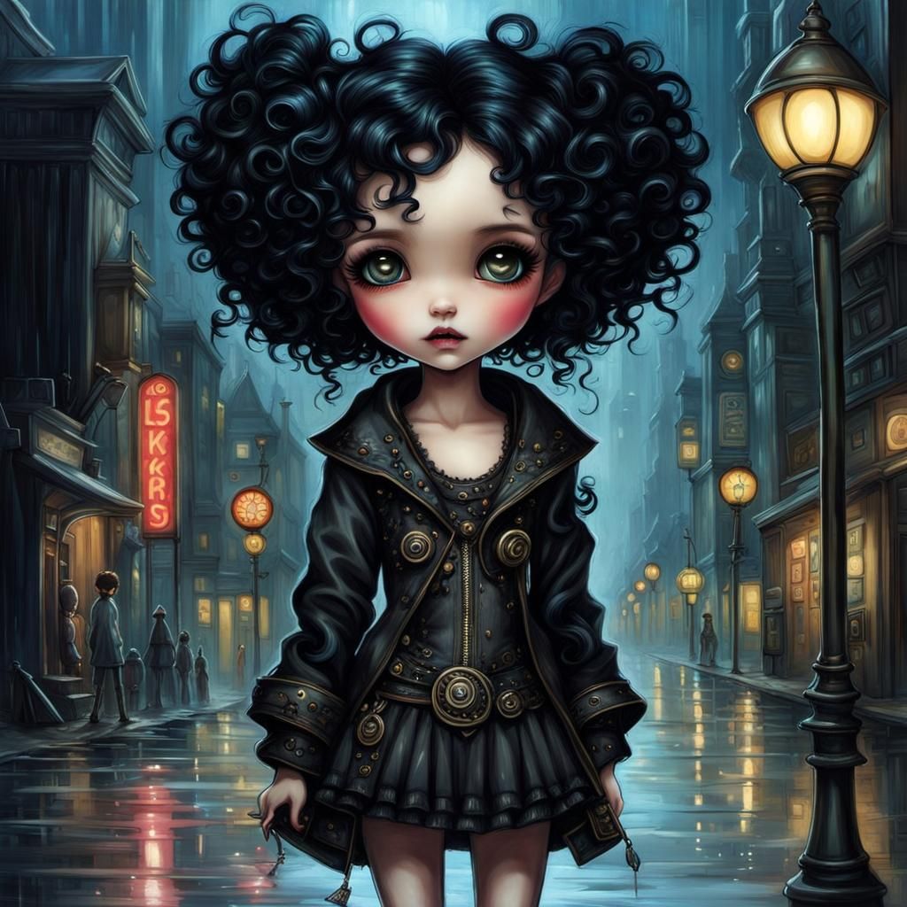 Cyberpunk Portrait of Black Man with Curly Hair