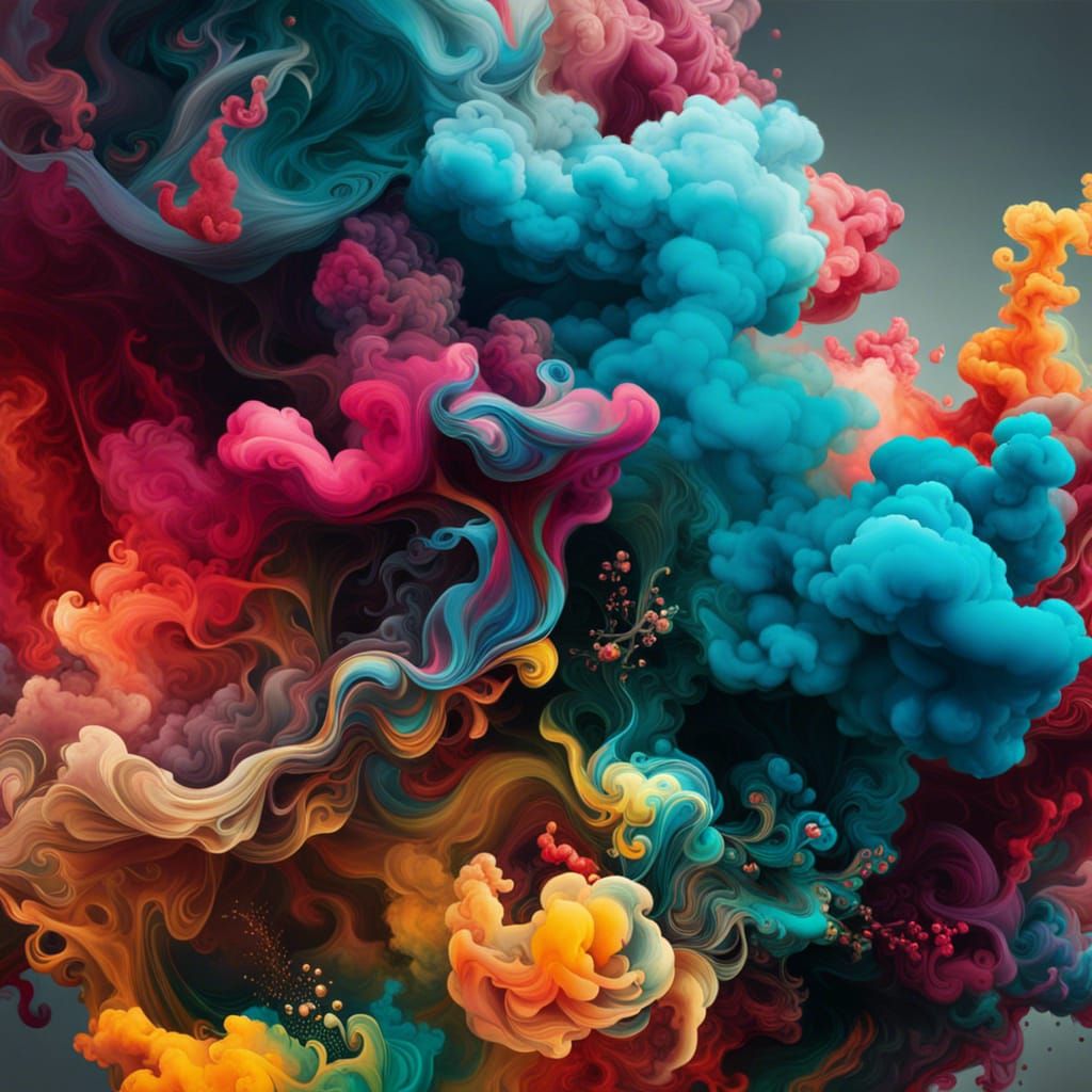 Colorful Smoke Clouds in Abstract Expressionist Style