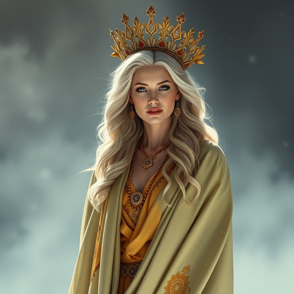 Majestic Lion-Inspired Goddess with Regal Presence and Ether...