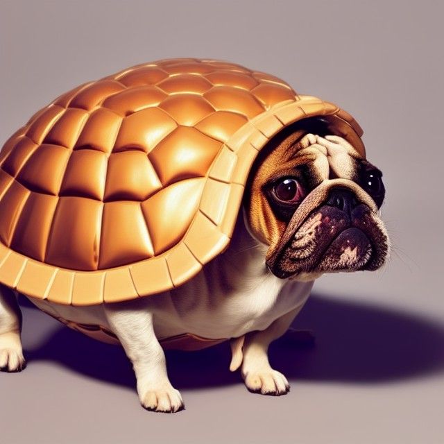 Dog in Turtle Shell at Golden Hour