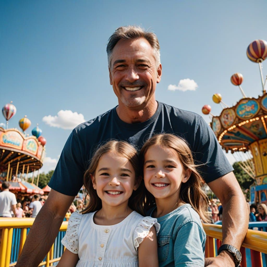 Father and Daughter at Amusement Park