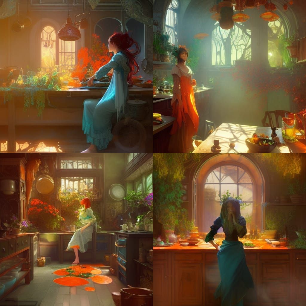 Detailed Herbal Kitchen Witch Concept Art