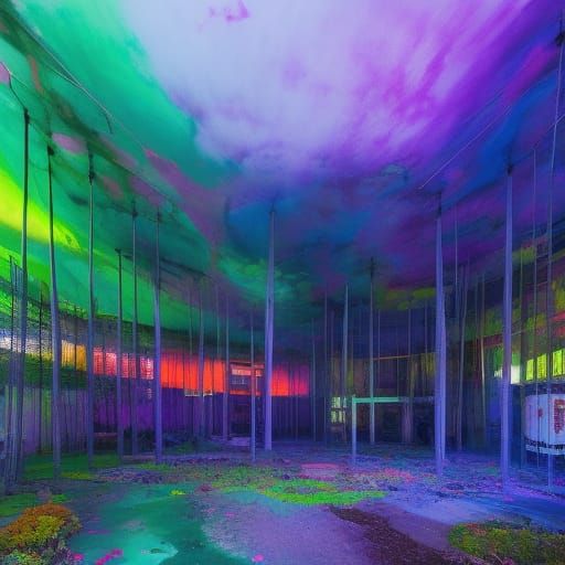 Chaotic Park Scene in Basquiat Style