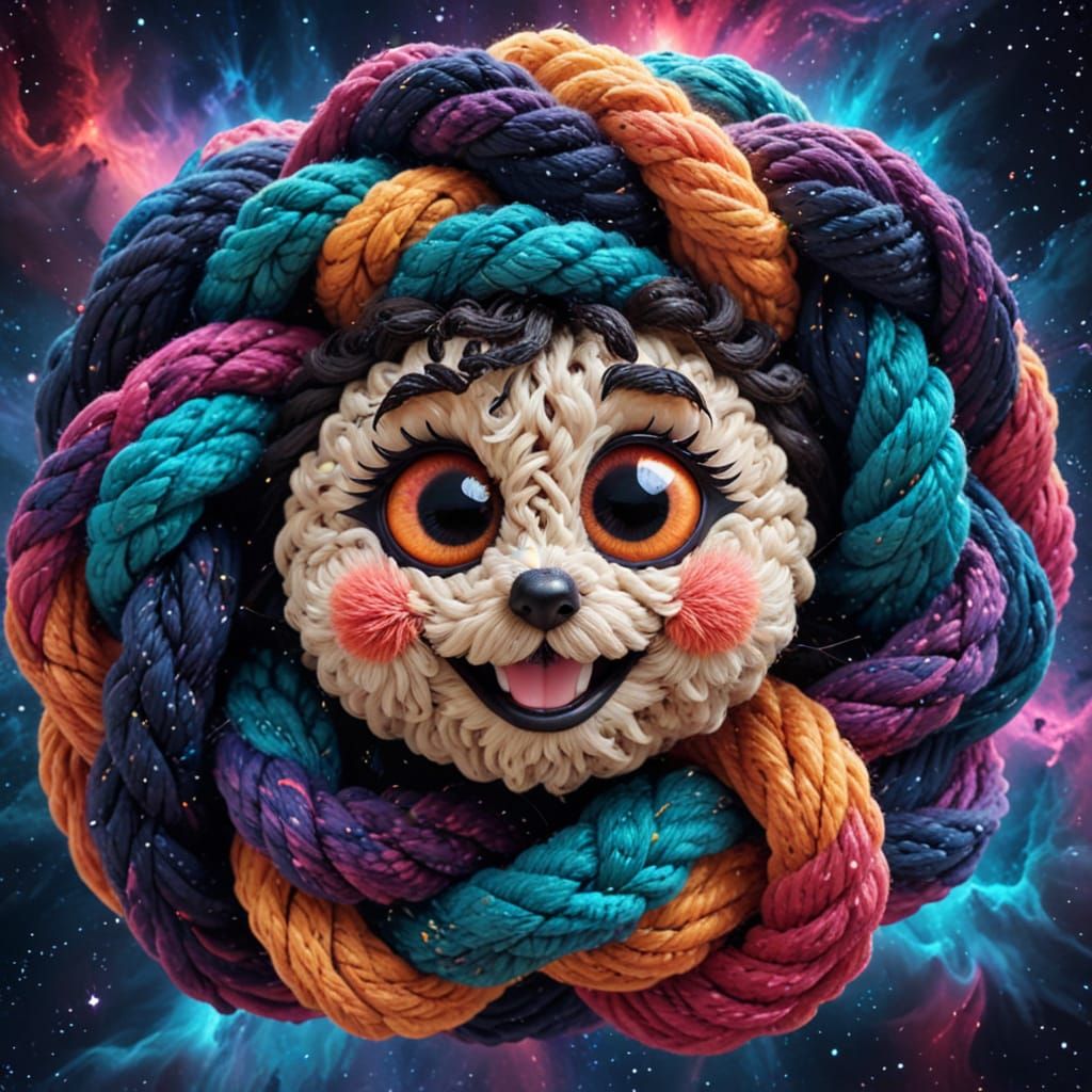 Celestial Knot Face in Vibrant Nebula Vortex