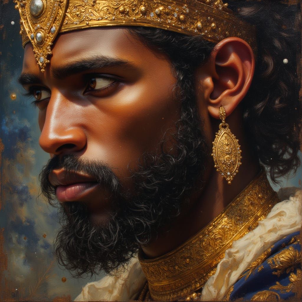 Black God King Portrait in Celestial Style