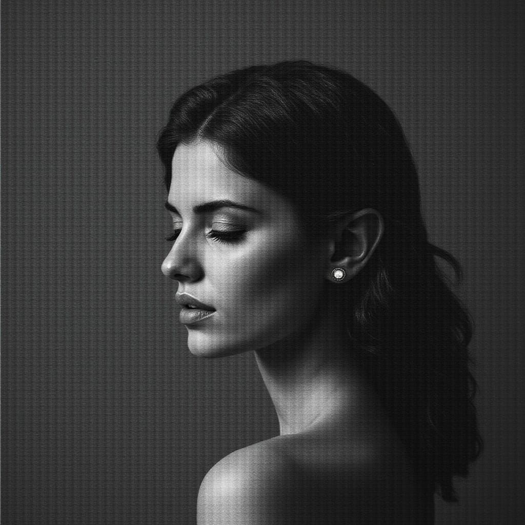 Subtle Female Figure in Moiré Pattern