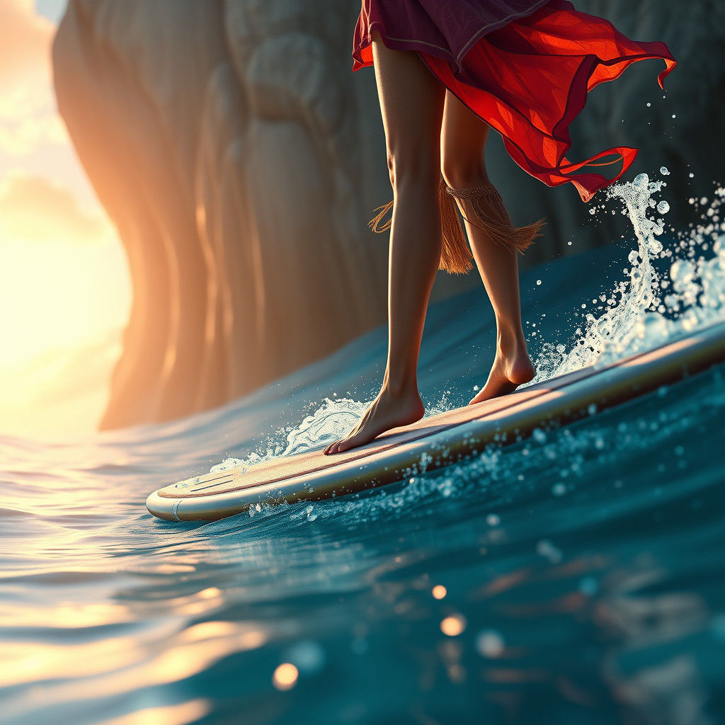 Woman Surfing: Detailed Matte Painting in Unreal Engine