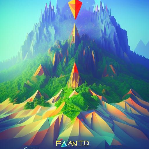 Low Poly Paradise: Detailed Matte Painting