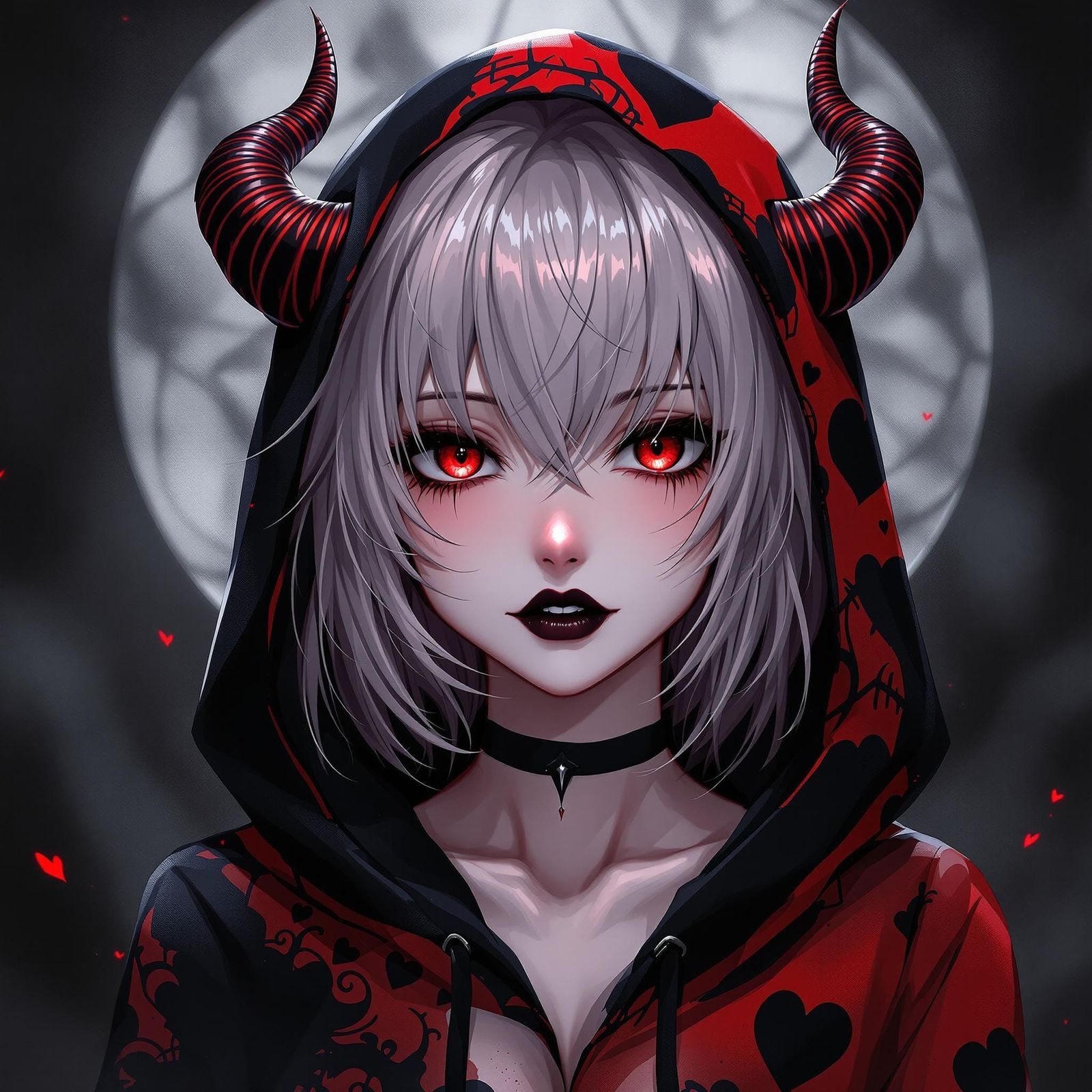 Anime Style Demon Woman with Red Eyes