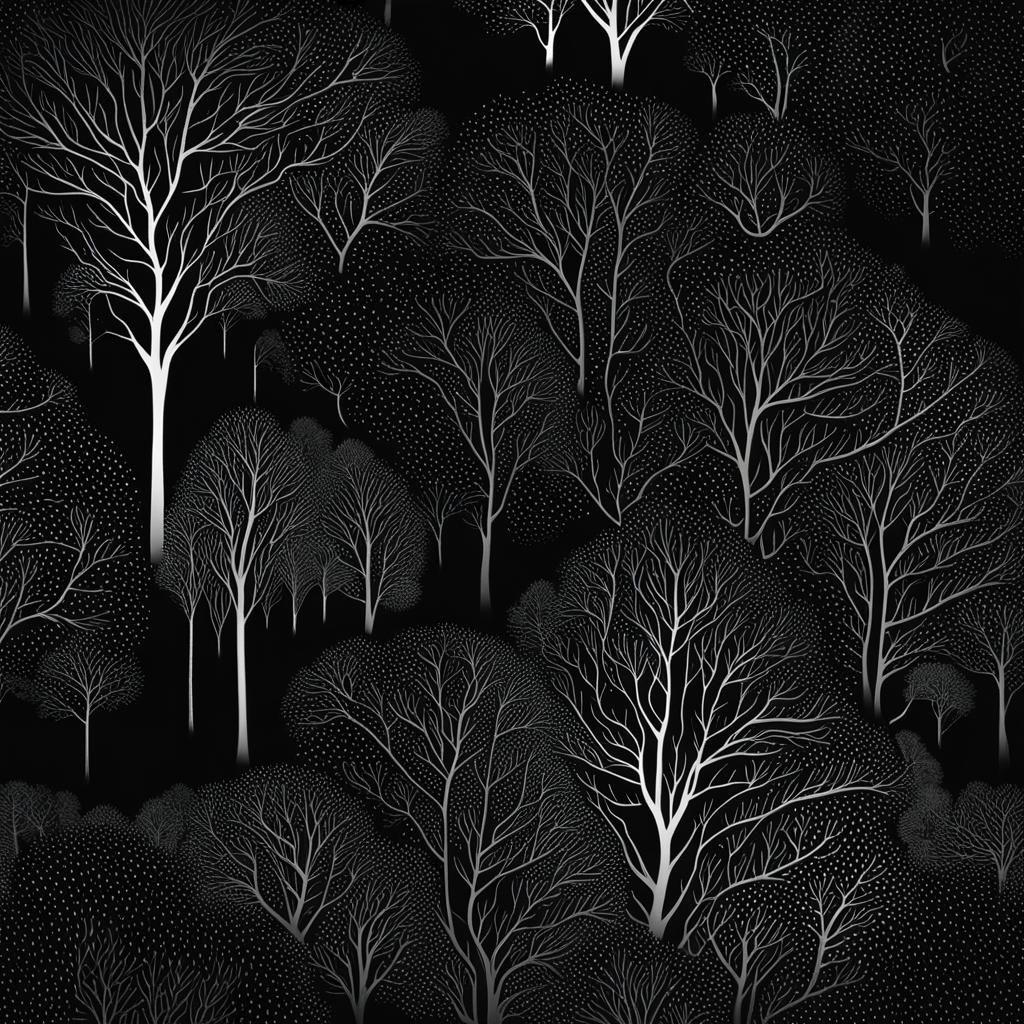 Ethereal Nocturnarbre Hiding in Dark Forest