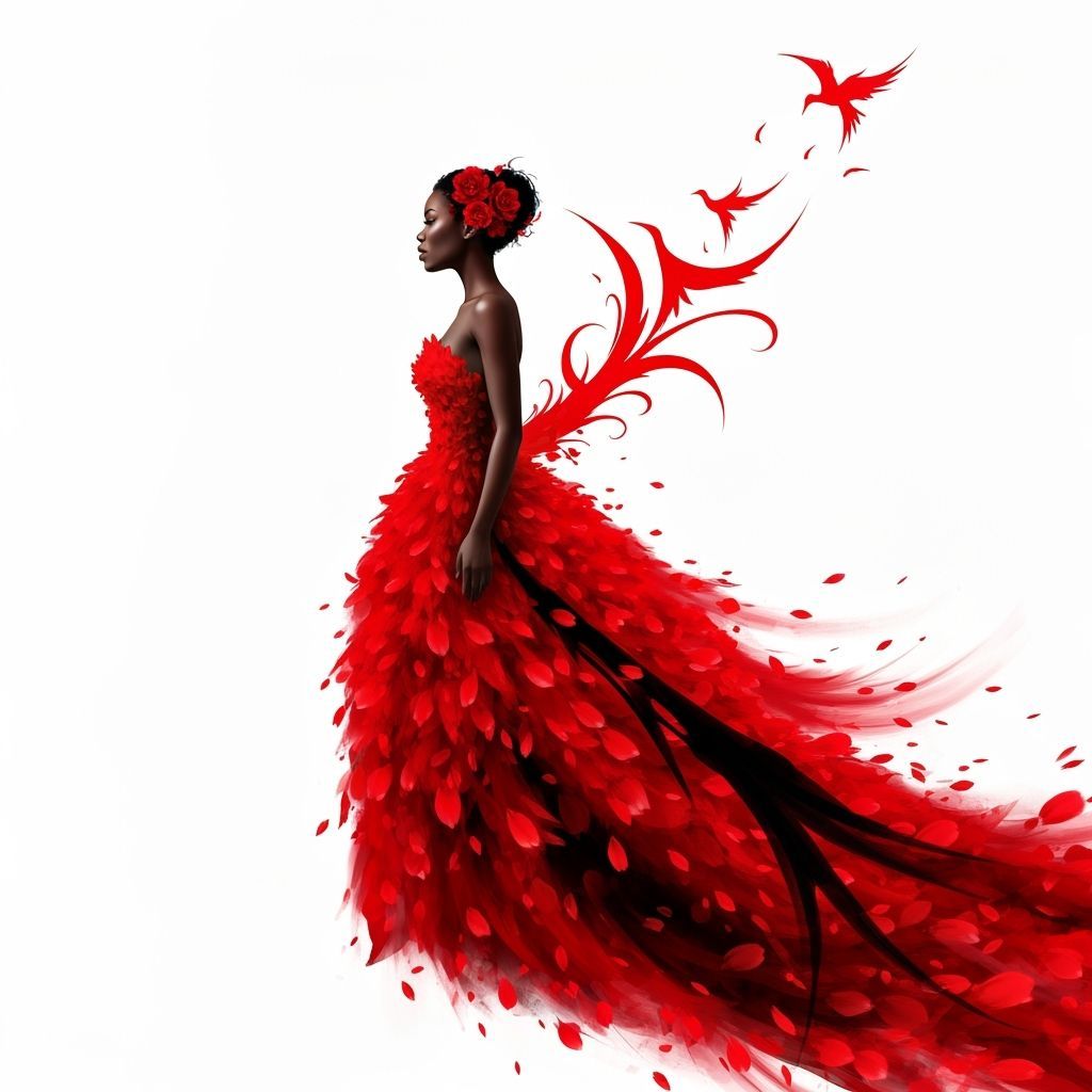 Abstract Woman Emerging from Red Hues