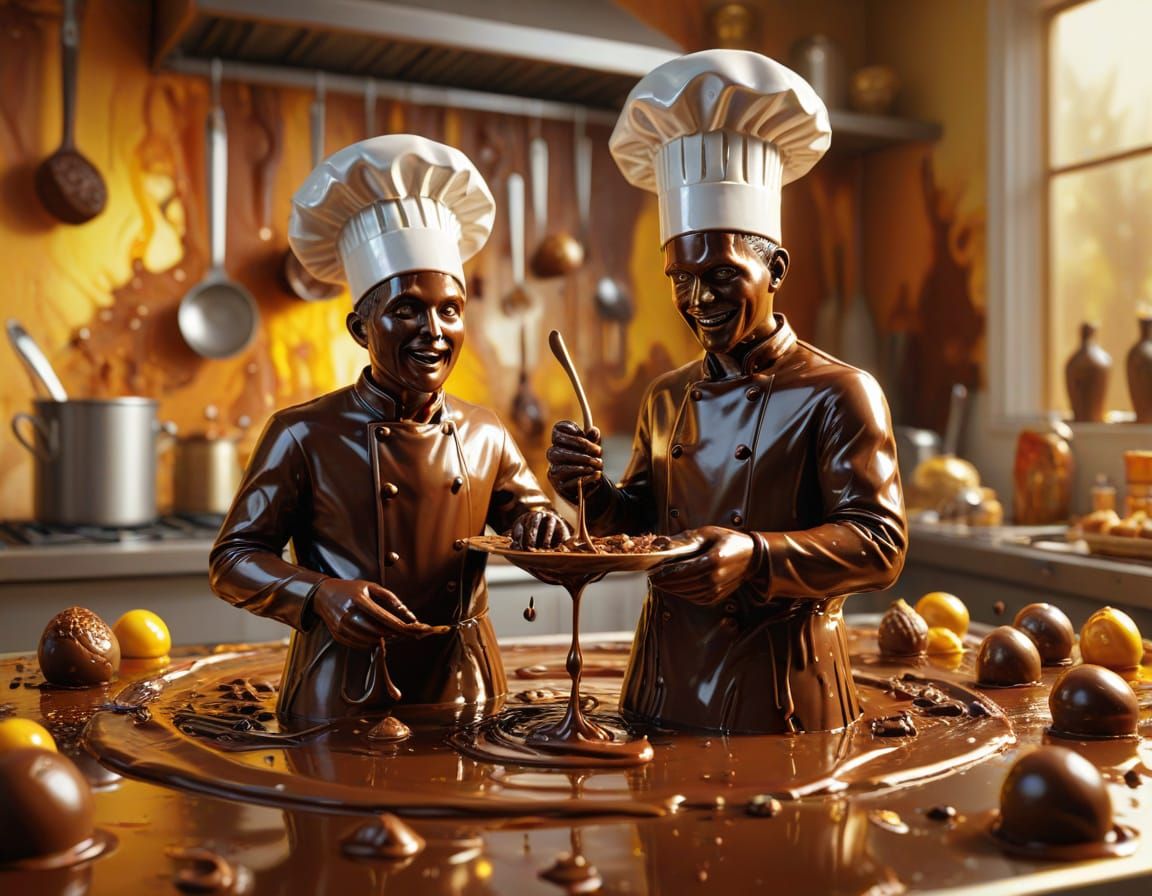 Surreal Chocolate Creation in Vibrant Oil Painting