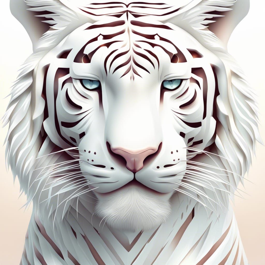 Albino Tiger with Abstract Mesh Skin