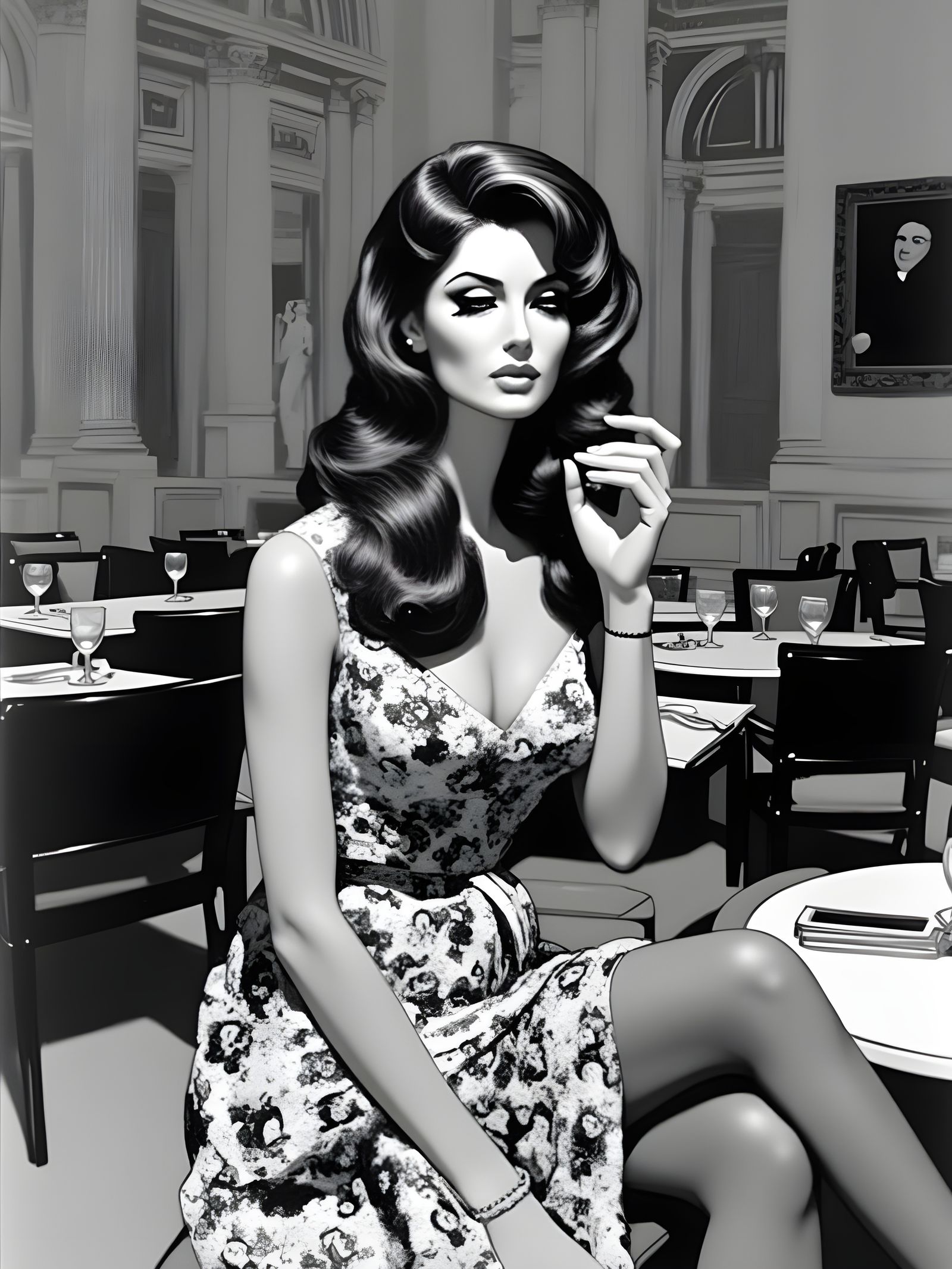 Abstract Brutalist Painting of 1960s Italian Model