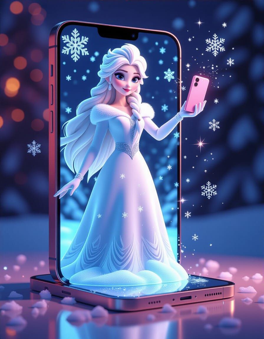 Smartphone Projects Snow Maiden Hologram with Pink Phone