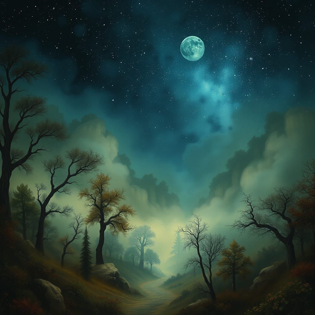 Whispering Forest Under Starry Skies