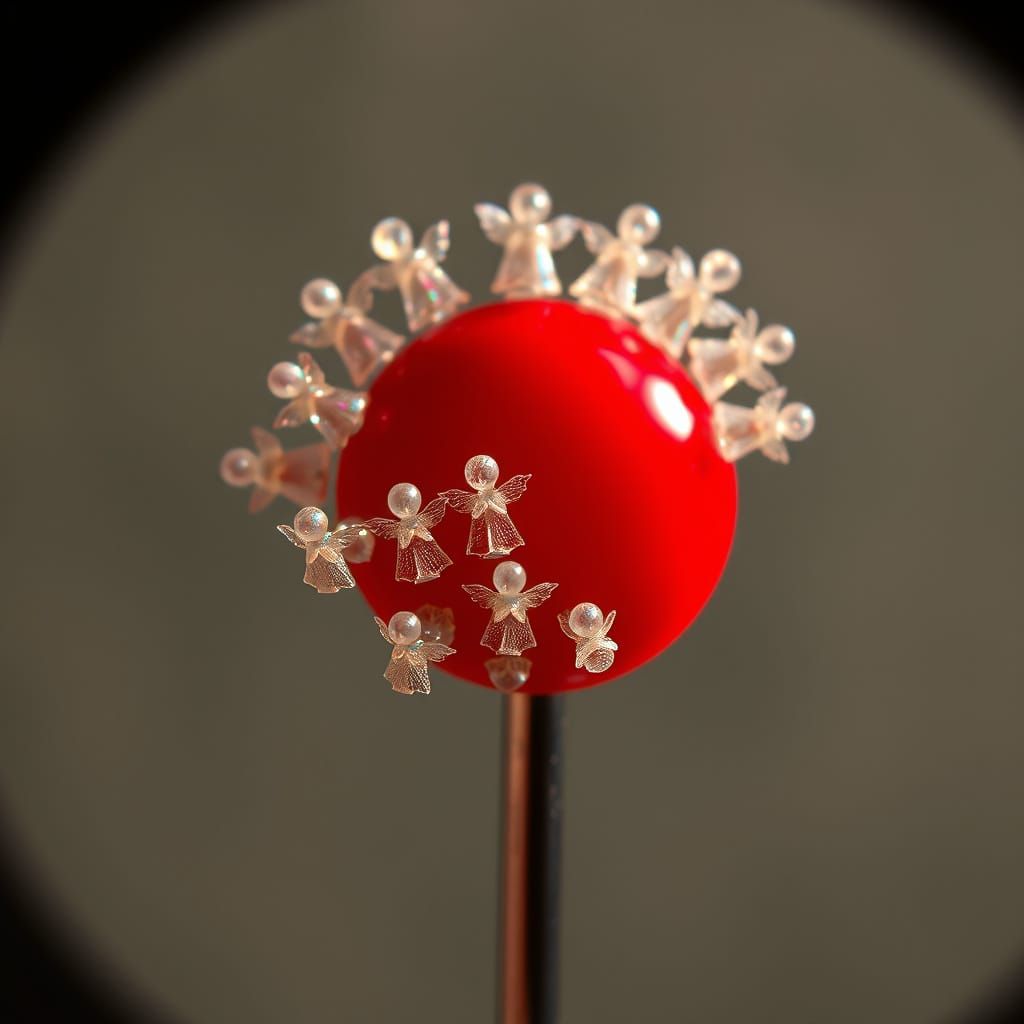 Iridescent Angels Dance on Red Pin