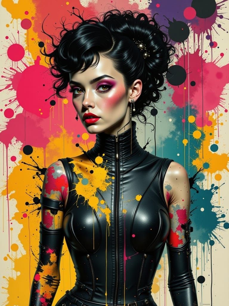 Varga Woman in Digital Decay, Futuristic Style