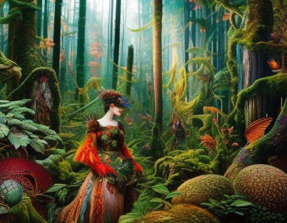 Dragon-Woman in Enchanted Forest: Fashion Magazine Art