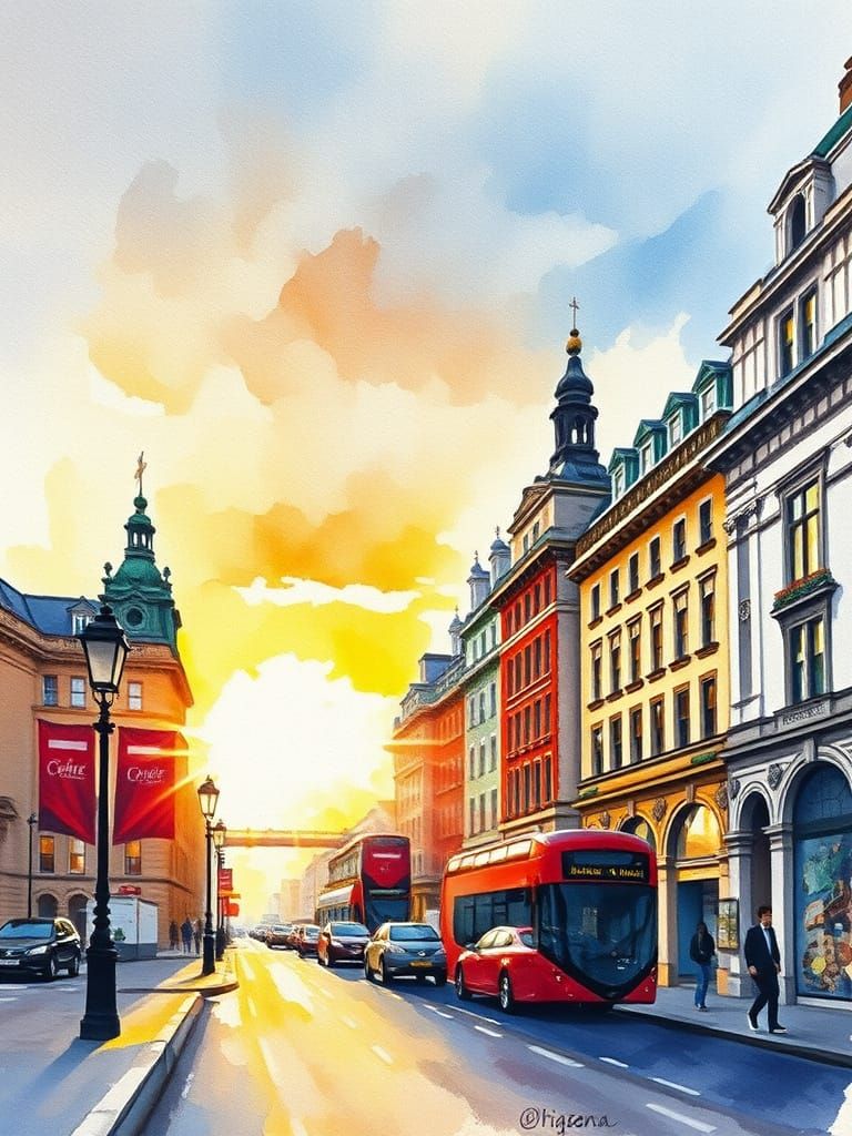 Impressionist Sunrise Over London Landmark