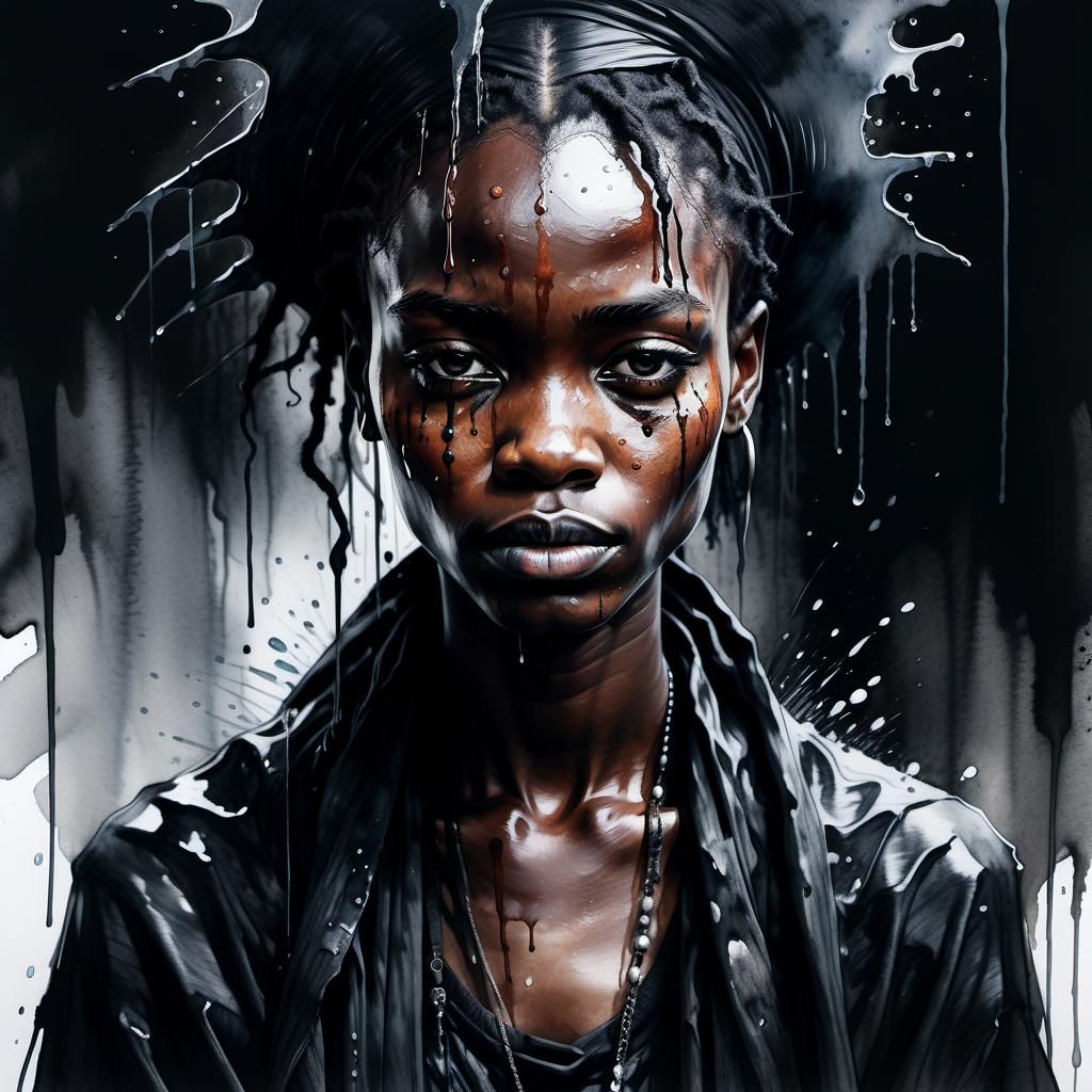 African Female Undertaker Portrait in Wild West Style