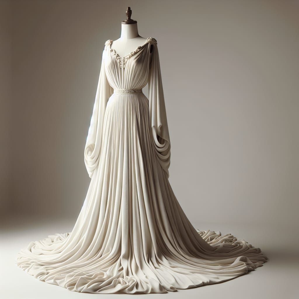 Elegant Ancient Greek Gown on a Dress Form