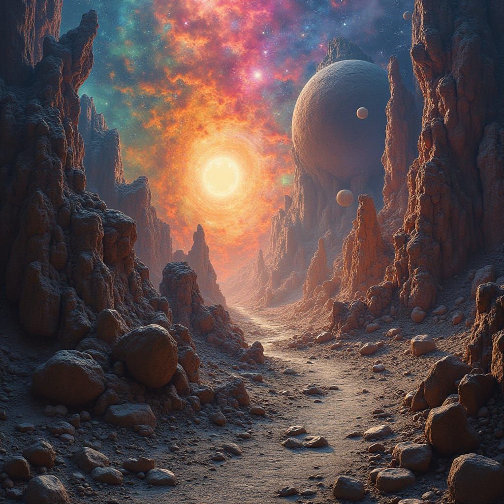 Vibrant Cosmic Explosion in Futuristic Surrealism